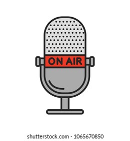 Microphone color icon. Radio broadcasting. On air. Isolated vector illustration