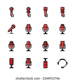 Microphone color Icon set vector. Mic sign. Karaoke microphone icon. Broadcast mic sign - Vector