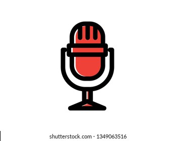 Microphone color Icon set vector. Mic sign. Karaoke microphone icon. Broadcast mic sign - Vector