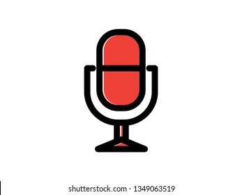 Microphone color Icon set vector. Mic sign. Karaoke microphone icon. Broadcast mic sign - Vector