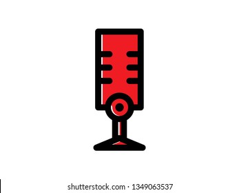 Microphone color Icon set vector. Mic sign. Karaoke microphone icon. Broadcast mic sign - Vector