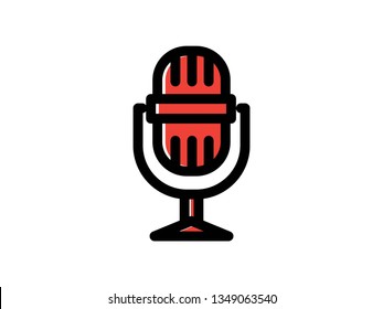 Microphone color Icon set vector. Mic sign. Karaoke microphone icon. Broadcast mic sign - Vector