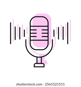 Microphone color shadow thinline icon , vector, pixel perfect, illustrator file