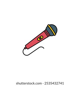 Icono de Vector coloreado del micrófono sobre fondo blanco