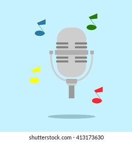 Microphone colorful flat design illustration 02