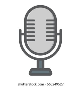 Microphone colorful line icon, studio and sound, vector graphics, a filled pattern on a white background, eps 10.