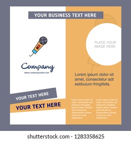 Microphone Company Brochure Template. Vector Busienss Template
