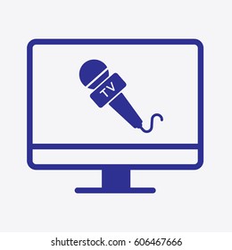 Microphone and Computer Icon. Flat Isolated Graphic Vector Symbol