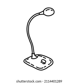 Microphone Computer Part of Electronic for Office Device Hand Drawn Icon Set Vector.