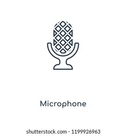 Microphone concept line icon. Linear Microphone concept outline symbol design. This simple element illustration can be used for web and mobile UI/UX.