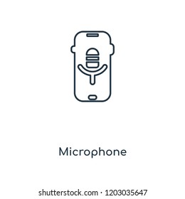 Microphone concept line icon. Linear Microphone concept outline symbol design. This simple element illustration can be used for web and mobile UI/UX.
