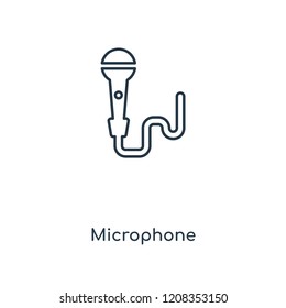 Microphone concept line icon. Linear Microphone concept outline symbol design. This simple element illustration can be used for web and mobile UI/UX.