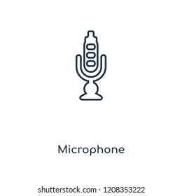 Microphone concept line icon. Linear Microphone concept outline symbol design. This simple element illustration can be used for web and mobile UI/UX.