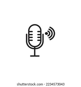 símbolo de signo de conexión de micrófono, ilustración vectorial en fondo blanco.