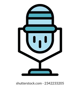 Microphone content icon outline vector. Media digital. Seo plan color flat