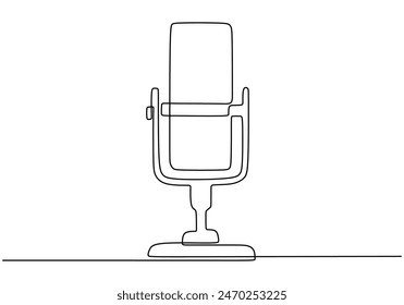 Microphone continuous line drawing. Podcast and broadcast concept. Vector illustration minimalist design hand drawn.