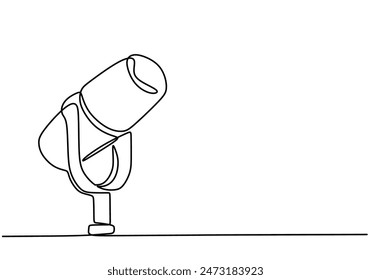 Microphone continuous line drawing. Podcast and broadcast concept. Vector illustration minimalist design hand drawn.
