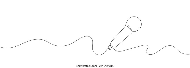 Microphone continuous one line drawing isolated on white background. Vector illustration