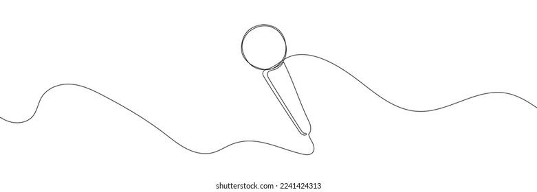 Dibujo continuo de una línea de micrófono aislado en fondo blanco. Ilustración del vector