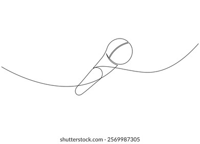 Microphone continuous one line drawing and, Microphone icon isolated flat vector illustration