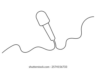 Microphone continuous one line drawing of outline vector illustration