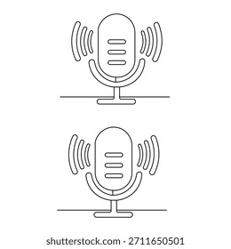 Micrófono continuo de una línea de dibujo minimalista Ilustración vectorial de contorno
