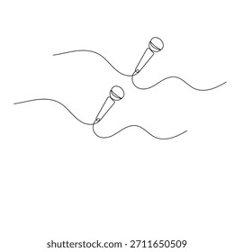 Microfone contínuo uma linha desenho minimalista esboço vetor ilustração
