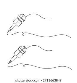 Microphone continuous one line drawing minimalist outline vector illustration
