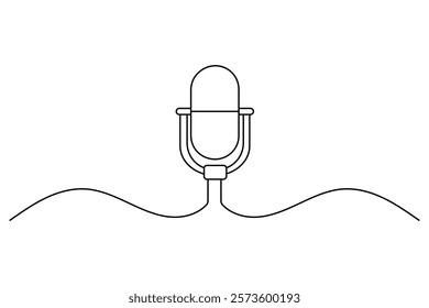 Microphone continuous single line art drawing of isolated on white background.