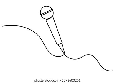 Microphone continuous single line art drawing of isolated on white background.