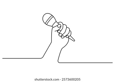 Microphone continuous single line art drawing of isolated on white background.
