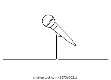 Microphone continuous single line art drawing of isolated on white background.