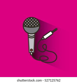 microphone with cord icon over pink background. sound and music concept. colorful design. vector illustration