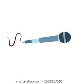 microphone with cord icon over white background, vector illustration