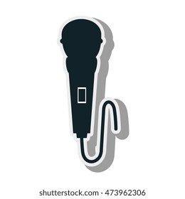 microphone with cord technology device music vector illustration
