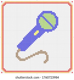 Icono de ajuste cruzado de micrófono, dispositivo de audio, Icono de voz Ilustración de arte vectorial
