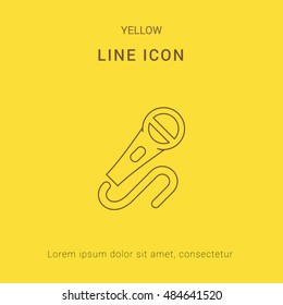 Microphone Cute yellow thin line icon / logo Design