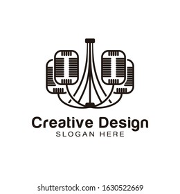 microphone. decorating lamp logo Ideas. Inspiration logo design. Template Vector Illustration. Isolated On White Background