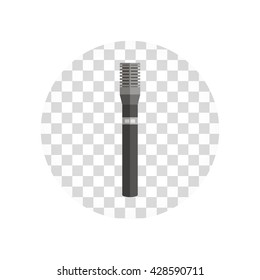 Microphone design flat isolated icon, vintage microphone stand, sound media, record vocal musical web broadcasting microphone vector illustration