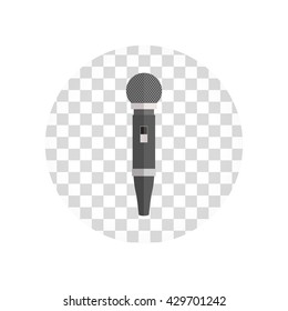 Microphone design flat isolated icon, vintage microphone stand, sound media, record vocal musical web broadcasting microphone vector illustration