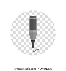 Microphone design flat isolated icon, vintage microphone stand, sound media, record vocal musical web broadcasting microphone vector illustration