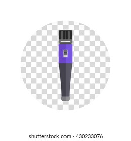 Microphone design flat isolated icon, vintage microphone stand, sound media, record vocal musical web broadcasting microphone vector illustration