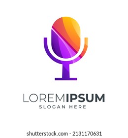 microphone design gradient color combination purple and orange can be use for icon, logo, or landing page illustration