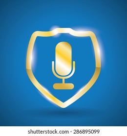 microphone design over blue background, vector illustration