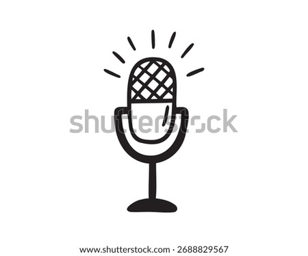 Microphone desktop icon audio recording sound podcast voice. Vector illustration
