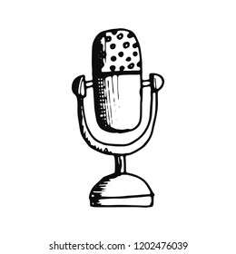microphone desktop sketch icon. isolated object.