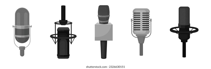 Microphone as Device Converting Sound into Electrical Signal Vector Set