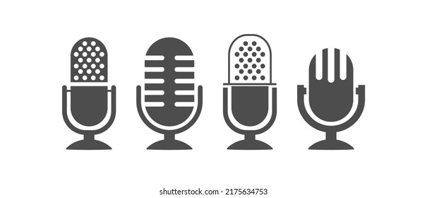 Microphone. A device for converting voice into an electrical signal. Vector icon for websites and applications. Flat style