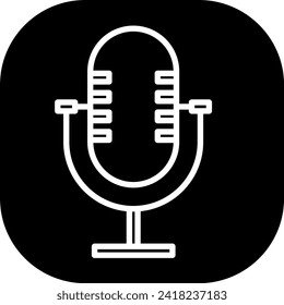 Microphone device icon with black filled line outline style. microphone, audio, mic, music, communication, sound, studio. Vector Illustration