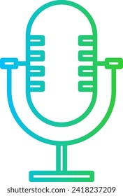 Microphone device icon with blue and green gradient outline style. microphone, audio, mic, music, communication, sound, studio. Vector Illustration